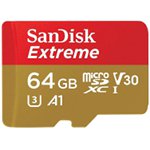 Karta pami�ci Sandisk micro SD 64GB EXTREME microSDXC 100MB/s C10 UHS-I U3, V30, A1+ adapter do kamer sportowych GoPro