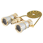 Lornetka teatralna Levenhuk Broadway 3x25 z o�wietleniem LED i �a�cuszkiem (325F, srebrno-z�ota; SKU: 17781)