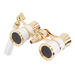 Lornetka teatralna Levenhuk Broadway 3x25 z o�wietleniem LED i r�czk� (325N, bia�o-z�ota, lorgnon; SKU: 17785)