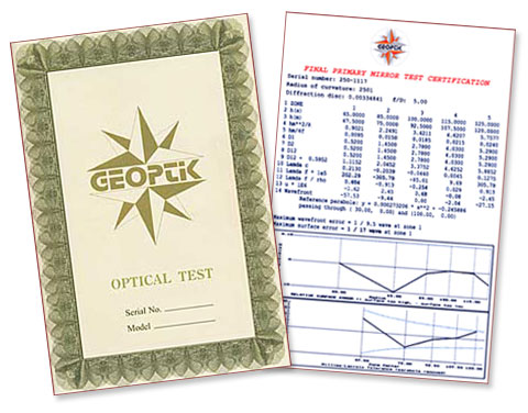 Certyfikat jako�ci wykonania lustra Geoptik