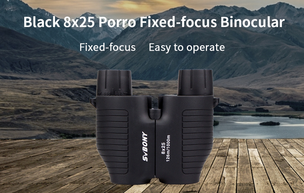 Svbony SV10 Black 8x25 Fixed-focus Porro Binocular (SKU: F9323A)